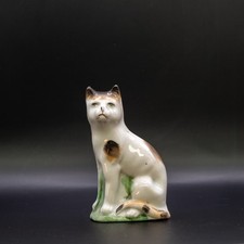 Miniature Staffordshire Cat 1860 Mid Victorian Antique Handpainted Earthenware picture
