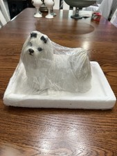 VTG Cute Heavy SANDICAST 1987 WHITE MALTESE Dog Figurine/Door Stop In Plastic picture