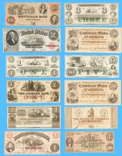 Old Currency Estate Lot ~ Confederate Obsolete Horse Blanket Large Size Notes picture
