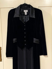 Vintage Amanda Lane Black Velvet Swallowtail Jacket Size 16 Tailcoat  picture
