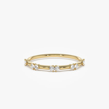 0.14 Ct Natural Round Cut Diamond Eternity Wedding Band Ring 14k Yellow Gold picture