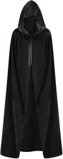 ODOCARE 59Inch Velvet Cloak with Hood for Men & Women, Hooded Cape Cloak Unisex picture