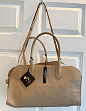 🔥 NWT CLAUDIA FIRENZE Pebbled Leather Taupe Satchel Crossbody Made In Italy picture