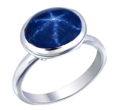 Genuine Lindy Blue Star Sapphire Ring 925 Silver Birthstone Sapphire Jewelry picture