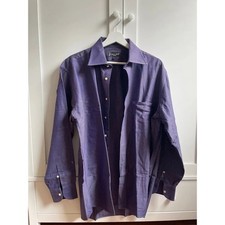 Celine Homme Mens Purple Micro Pattern Button Down Dress Shirt Size 41 16 L picture