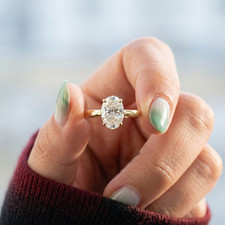 0.50 CT Fancy Oval Cut Lab Created Diamond 14K Gold Solitaire Engagement Ring picture