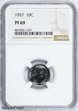 1957 Roosevelt Dime NGC PF69 PROOF Silver MQ picture