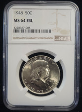 1948 Silver Franklin Half Dollar 50C NGC MS64FBL | Full Bell Lines picture