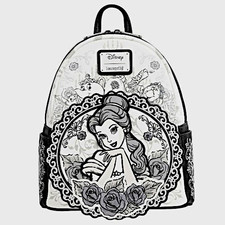 Loungefly Disney Beauty and the Beast Belle Sketch Mini Backpack Black White picture