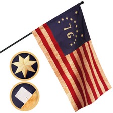 G128 Bennington Tea-Stained Flag 3x5 Ft Pole Sleeve Embroidered 420D Polyester picture