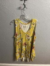 Torrid Super Soft Knits Yellow Floral Tiered Tank Top Size 1 Women picture