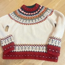 Zara Kids Classic Jacquard Fair Isle Sweater Cream Red Green Size 10 picture