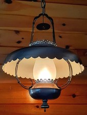 Vintage 1950's-70s Rustic Country Western Lantern Style Hanging Chandelier Light picture