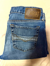 Ariat Men’s Slim Fit Straight Leg Blue Denim Jeans Medium Wash Mid Rise picture