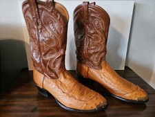 Vintage Tony Lama ostrich-leg cowboy boots featuring a rare “SPECIAL LOT” factor picture