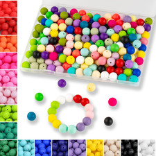 120 Pcs Silicone Beads 24 Colors 15 mm Silcone Beads for Keychain/Bracelet/Pens picture