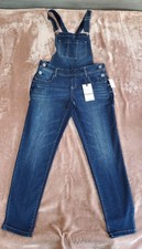 Wallflower Women's Sz M Denim Bib Overalls NWT Med Wash Stretch Skinny Leg Jeans picture