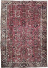 8x11' Maroon Antique Traditional Heeriz Rug 22348 picture