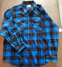Wrangler Authentics Men's Fleece Plaid Button-Up Shirt Jacket Blue/Black XL picture
