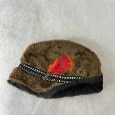 Vintage Bavarian Alpine Hat with Faux Fur Trim – Medium Size Unique Feathers picture