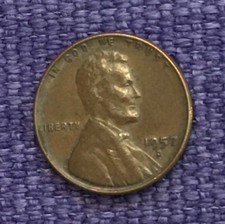 1957 D Lincoln penny, actual coin in picture free S/H picture