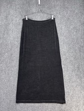 VTG Softwear By Mark Singer Black Liquid Knit Pull On Maxi Skirt Women’s L picture