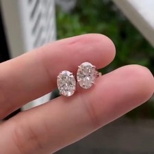 0.25 CT eact Oval Lab Grown Diamond Stud Earrings, 9k Rose Gold Bridal Jewelry picture