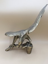 VTG Large Brass American Bald Eagle On Branch Perched Statue 13” Wingspan picture