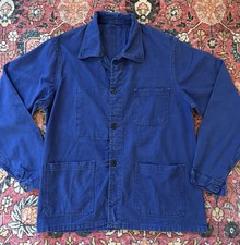 VTG 1950s French Chore Jacket Cotton Twill 3 Pockets Work Peasant Jacket Size M picture