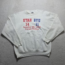 VTG 1993 Utah Vs BYU Sweater Pullover Size Large Cougar Stadium Oneita Tag picture