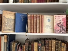 Set Of Vintage Rudyard Kipling Books, red leather & DJs, one first edition. picture