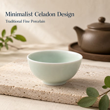 Plain Celadon Ceramic Teacup Minimalist Green picture