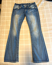 Miss Me Women’s Bootcut Jeans Blue Denim Rhinestone Embellished 5-Pocket picture