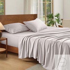 100% French Linen Sheets Natural Linen Queen Size Sheets Set, Breathable and Dur picture