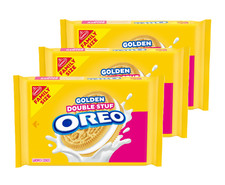 (3 pack) OREO Double Stuf Golden Sandwich Cookies, Family Size, 18.71 oz picture