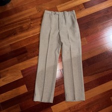 Vintage 70s Men’s Light Brown Check Polyester Bootcut Pants Western 28x30 picture