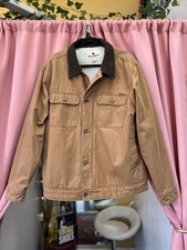 Woolrich Canvas Tan Fleece Lined Jacket With Corduroy Collar / Men’s XL picture