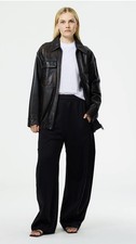 Tibi Women’s Brown Distressed Aviator Leather Oversized Bomber Jacket XXS picture