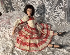 Antique Large Cubeb Boudoir Doll 27” Beautiful Dress Compo Jointed Body picture
