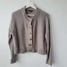 quince women's 100% organic cotton cropped cardigan size size s Open front gray picture