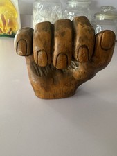 VTG - ANTQ. Carved Wooden Hand Fist Figurine Sculpture By Hermie Folk Art picture