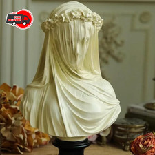 Abstract Veiled Maiden Bust Statue White Retro Resin Sculpture Mysterious picture