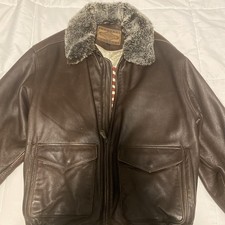 Large Vintage Sonoma Leather Bomber Jacket w/American Flag Lining picture