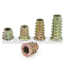 E-Z Hex Flanged Threaded Inserts for Soft Wood - 8-32, 10-24, 1/4-20, 5/16, 3/8 picture