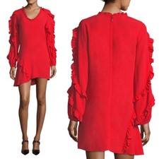 Alexis Red Caretti Long Sleeve Ruffle Mini Dress, Size Small picture