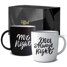 Triple Gifffted Mr Right Mrs Always Right Coffee Mugs Gifts Ideas for Couples, W picture