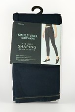 New Women's Simply Vera Vera Wang Black Mid-Rise Shaping Denim Leggings picture