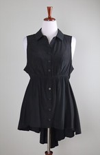 TORRID NWT Poplin Peplum Hi Lo Button Front Vest Shirt Top Size 1 US 1X picture