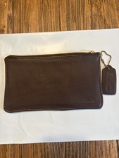 Vintage Coach 7170 Mahogany Brown Leather Skinny Makeup Case picture