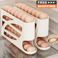 4-Tier Egg Dispenser Refrigerator Auto Rolling Egg Holder Organizer Storage Rack picture